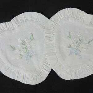 2 Vintage White Heart Shaped Sachet Holder Embroidery Cotton Drawers Closets